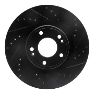 Hyundai Genesis Coupe Brake Rotor (1) - Front Right - R1 Concepts - Drilled & Slotted - Black - `10-`16